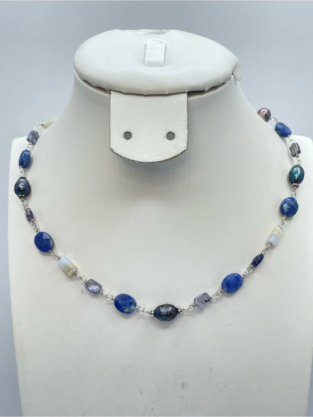 Silpada Sterling Silver Peacock Pearl Sodalite Quartz Agate Beaded Necklace